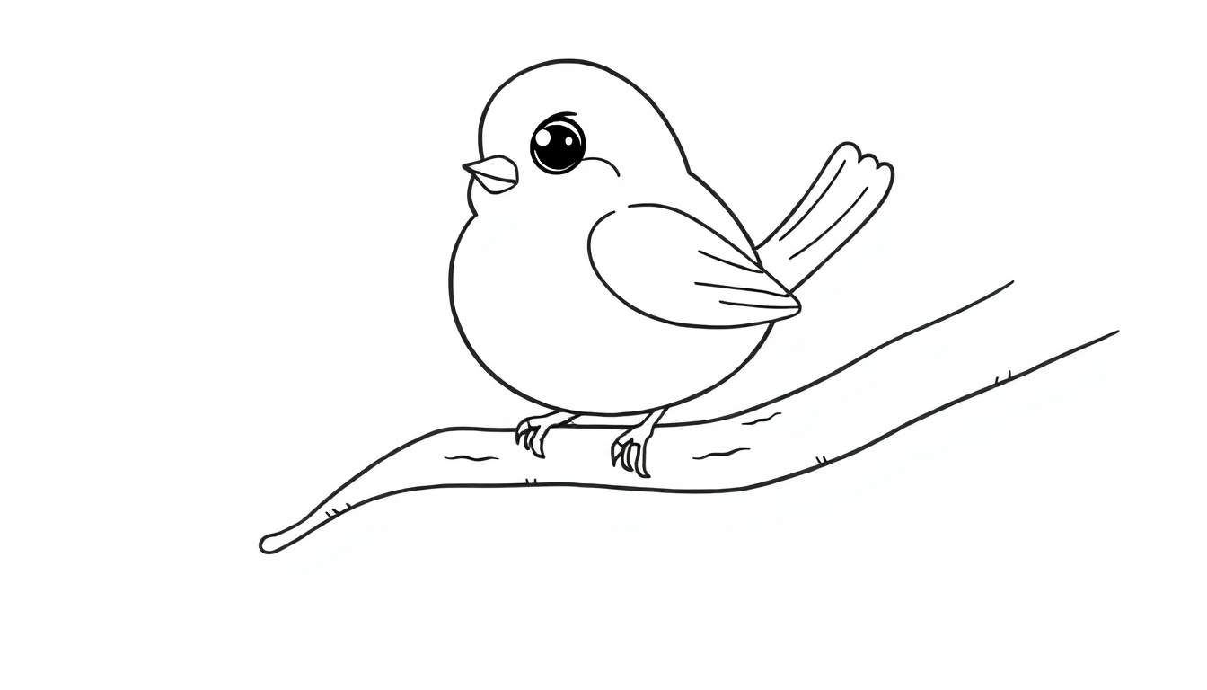 A cute cartoon bird in a color panel, ready to be colored.