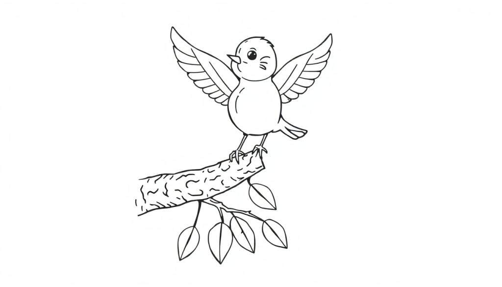 A cute bluebird coloring panel with wings spread.