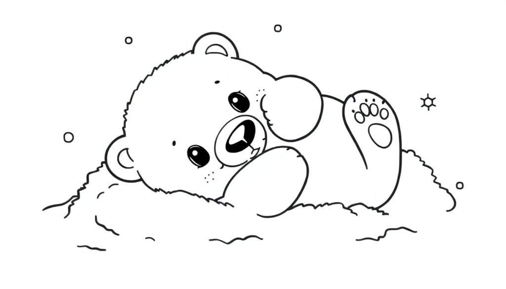 A cute polar bear cub on a fluffy surface, ready for the color panel.