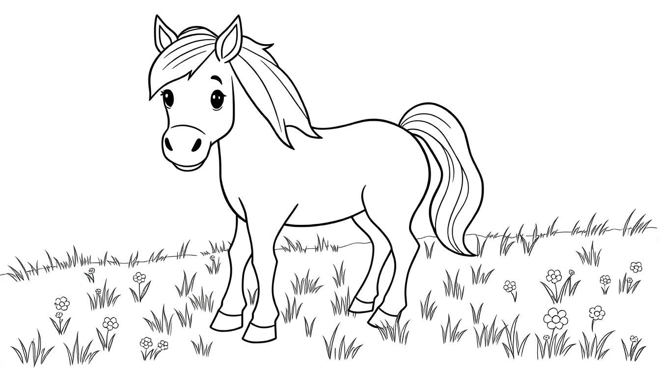 A friendly horse coloring panel.