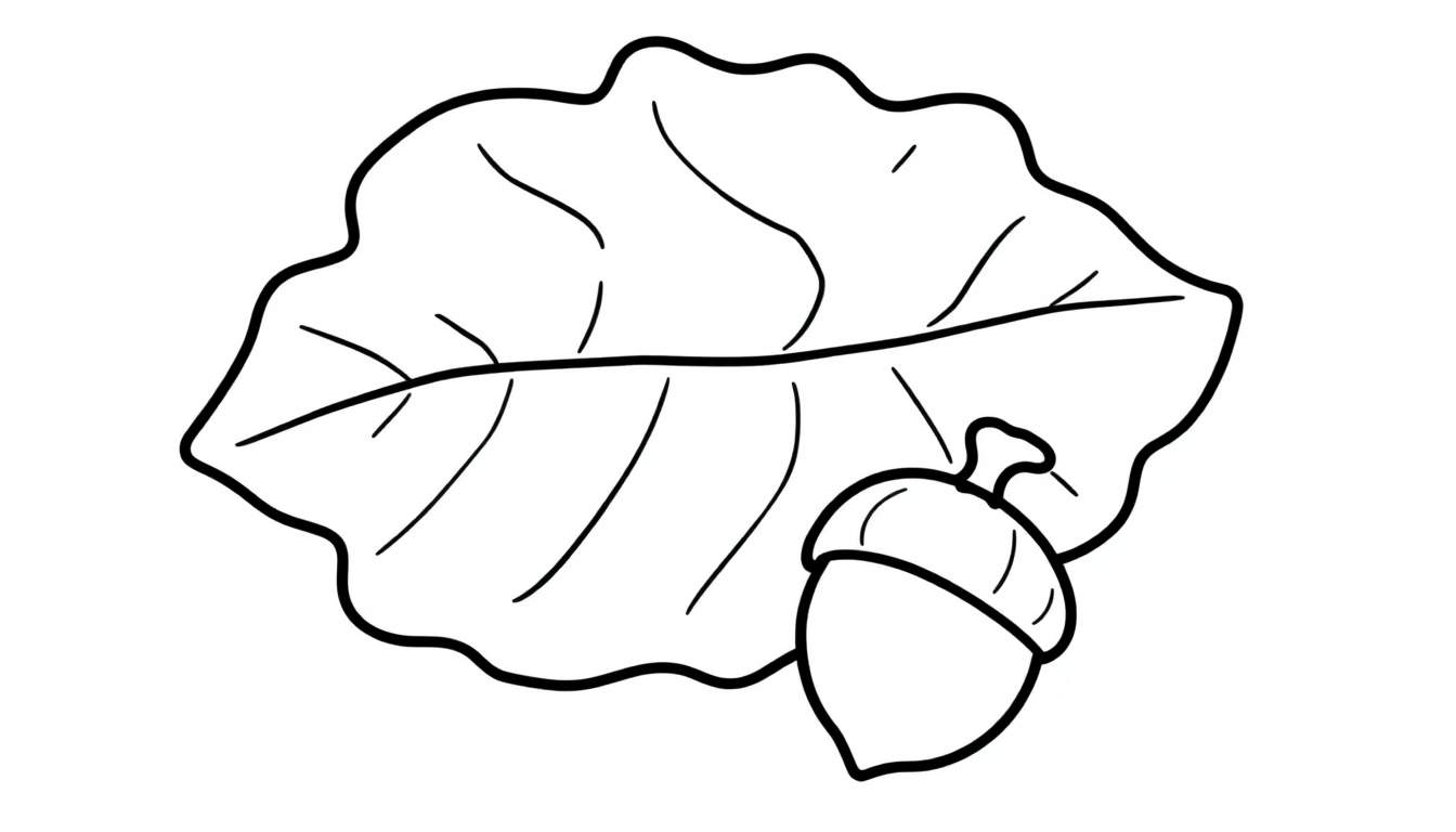 A friendly oak leaf and acorn, ready for the color panel.
