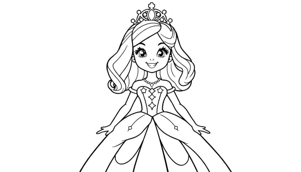 A cute princess illustration for a color panel.
