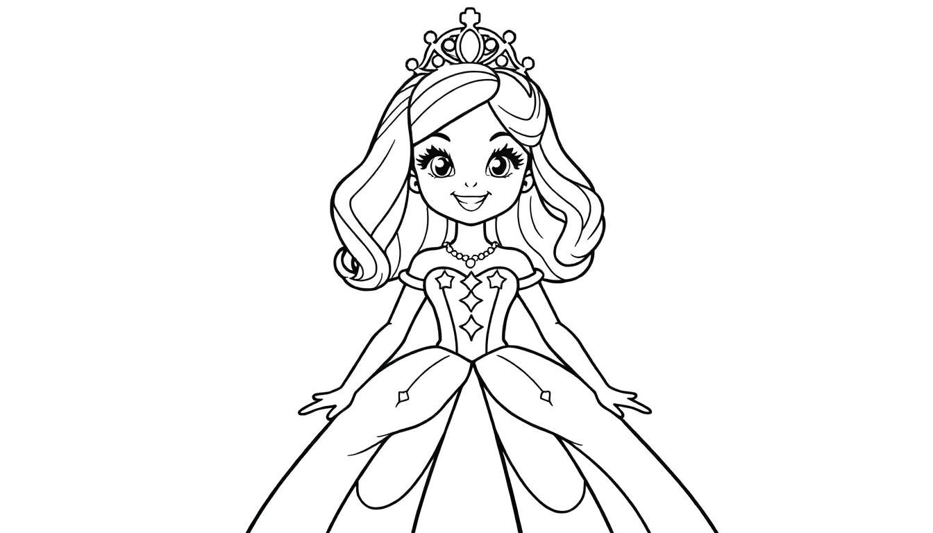 A cute princess illustration for a color panel.